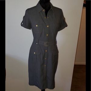 Calvin Klein gray military style dress